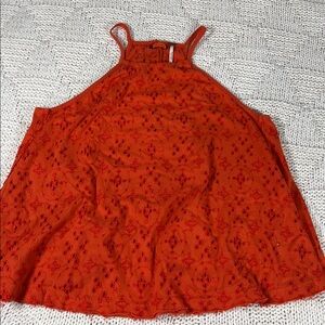 Free People Dream Date Eyelet Tank Embroidered Sleeveless Drawstring